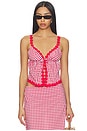 view 1 of 5 Sienna Top in Sriracha Gingham
