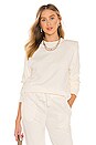view 1 of 4 Removable Shoulder Pad Sweatshirt in White