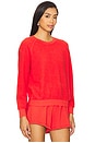 view 2 of 4 Inside Out Fleece Shrunken Crewneck Sweatshirt in Poppy Red
