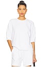 view 1 of 4 French Terry 3/4 Puff Sleeve Sweatshirt in White