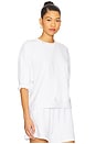 view 2 of 4 French Terry 3/4 Puff Sleeve Sweatshirt in White