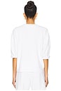 view 3 of 4 French Terry 3/4 Puff Sleeve Sweatshirt in White