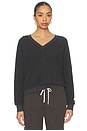 view 1 of 4 Zuri Reverse Fleece V Neck Sweatshirt in Vintage Black