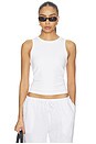 view 1 of 4 Daphne Structured Rib High Neck Tank in White