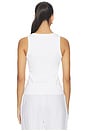 view 3 of 4 Daphne Structured Rib High Neck Tank in White