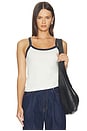 view 1 of 4 Cherry Cotton Ringer Tank in Bright Ivory & Navy