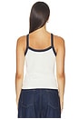 view 3 of 4 Cherry Cotton Ringer Tank in Bright Ivory & Navy