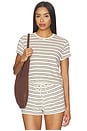 view 1 of 5 CAMISA MANGA CORTA EVE in Natural & Chocolate Stripe