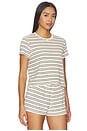 view 2 of 5 CAMISA MANGA CORTA EVE in Natural & Chocolate Stripe