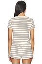view 3 of 5 CAMISA MANGA CORTA EVE in Natural & Chocolate Stripe