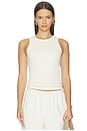 view 1 of 4 Daphne Structured Rib High Neck Tank in Bright Ivory