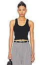 view 1 of 4 Cropped Cotton Ribbed Layering Tank in Black