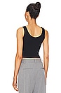 view 3 of 4 Cropped Cotton Ribbed Layering Tank in Black