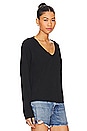 view 2 of 4 Long Sleeve Cotton Boxy V Neck Tee in True Black