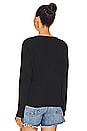 view 3 of 4 Long Sleeve Cotton Boxy V Neck Tee in True Black