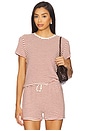 view 1 of 5 Loop Terry Stripe Tee in Poppy & Chocolate