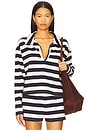 view 1 of 4 Alison Tennesse Polo Top in Natural & Navy Stripe