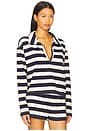 view 2 of 4 Alison Tennesse Polo Top in Natural & Navy Stripe