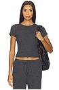 view 1 of 4 Gabby Rib Short Sleeve Crew Top in Charcoal