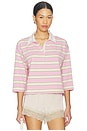 view 1 of 4 Cotton Rugby Polo in Sugar Pink Stripe
