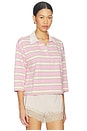 view 2 of 4 Cotton Rugby Polo in Sugar Pink Stripe