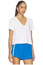 view 2 of 4 Crispy Cotton V Neck Tee in White