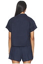 view 3 of 4 Linen 1/4 Button Down Collared Tee in Navy