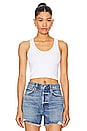 view 1 of 4 Cropped Cotton Ribbed Layering Tank in White