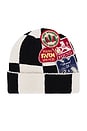 view 2 of 3 Check Multi Patch Beanie in Cream & Black