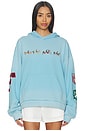 view 1 of 6 Horse Line Embroidered Hoodie in Facec Ocean Blue