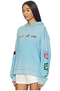 view 3 of 6 Horse Line Embroidered Hoodie in Facec Ocean Blue