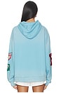 view 4 of 6 Horse Line Embroidered Hoodie in Facec Ocean Blue
