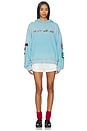view 5 of 6 Horse Line Embroidered Hoodie in Facec Ocean Blue