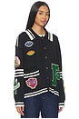 view 2 of 6 Varsity Patch Collared Cardigan in Vintage Black