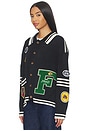 view 3 of 6 Varsity Patch Collared Cardigan in Vintage Black