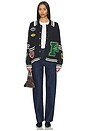 view 5 of 6 Varsity Patch Collared Cardigan in Vintage Black