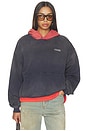 view 1 of 5 Distressed Logo Hoodie in Washed Red & Navy