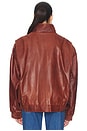 view 4 of 5 Leather Bomber Jacket in Deep Burgundy