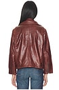 view 4 of 5 Biker Leather Jacket in Warm Brown