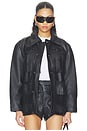 view 1 of 6 Hand Embroidered Leather Fringe Jacket in Black