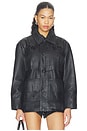 view 2 of 6 Hand Embroidered Leather Fringe Jacket in Black