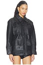 view 3 of 6 Hand Embroidered Leather Fringe Jacket in Black