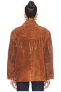 view 4 of 5 Hand Embroidered Suede Fringe Jacket in Brown