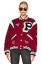 view 2 of 6 Letterman Varsity Jacket in Red