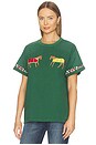 view 3 of 6 Embroidered Horse Equine Tee in Washed Forest