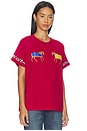 view 2 of 4 Embroidered Horse Equine Tee in Washed Oxblood