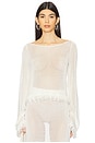 view 2 of 6 Fringe Long Sleeve Top in Off White