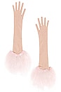 view 1 of 3 Gwenevere Gloves in Taupe & Dusky Pink Feathers