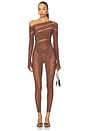 view 2 of 4 Ivy Long Rhinestone Jumpsuit in Old Money Brown