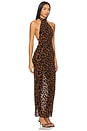 view 3 of 4 Mesh Halter Dress in Brown Leopard